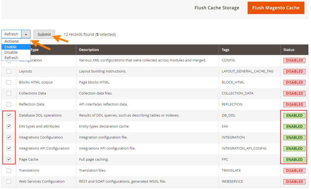 Enable the Cache 